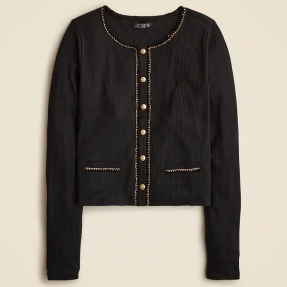 NWT J. Crew Vintage Rib Lady Jacket with Chain Trim Large - Picture 2 of 14